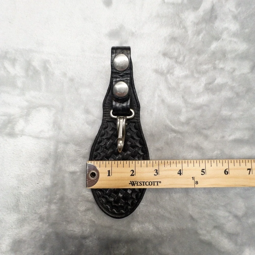Leather Duty Belt Key Holder Black Leather Basket weave